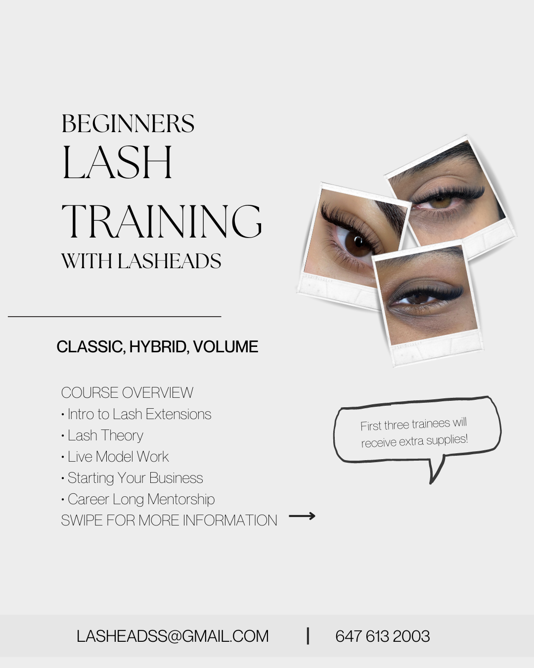 Beginners Lash Training: Classic, Hybrid, Volume (IN PERSON)